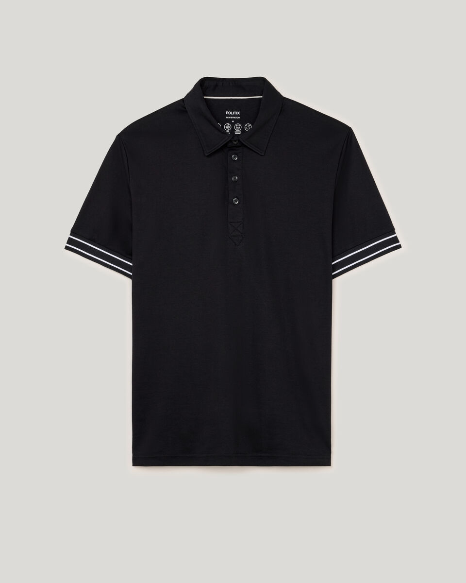 Stripe Travel Polo, Black, hi-res